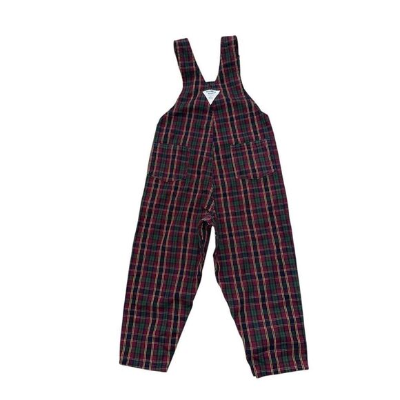 RARE Vintage OshKosh Bgosh VESTBAK Overalls PLAID CHECK  Red  Blue White Size 4T - Picture 3 of 5